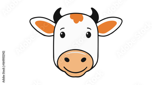 funny cow face cartoon orange illustration, very simple illustration of a cow face in cartoon style
