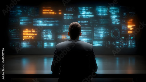 back-end code architecture in minimalist high-tech home office