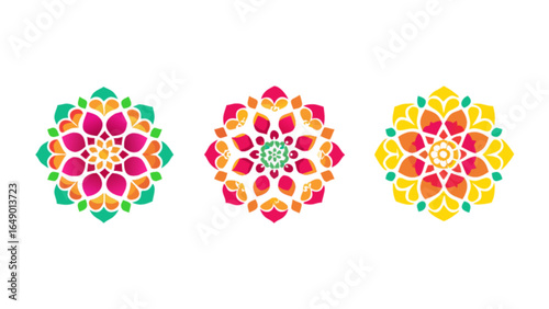 Colorful floral mandala designs vector art illustration for meditation and relaxation graphics template