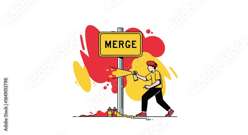 Merging Ideas Conceptual Illustration of Collaboration and Creative Integration