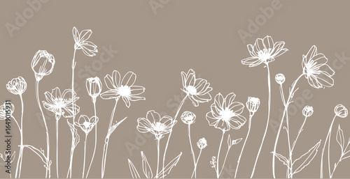 wild flowers abstract print pattern background in provance style, floral background. Pastel tones vintage style wallpaper in vector.