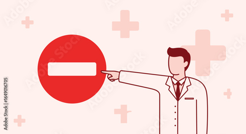 Medical Professional Recommending Against Something With Rejection Symbol Icon