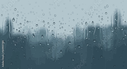 Melancholy Raindrops Streaming Down A Window Pane Revealing Urban Haze