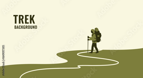 Minimalist trek background with hiker silhouette and winding path for adventure seekers