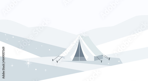 Minimalist Winter Camping Adventure Under The Sparkling Stars And Snowy Mountains