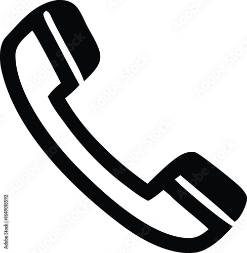 Classic black silhouette of a traditional telephone handset icon representing communication and connection