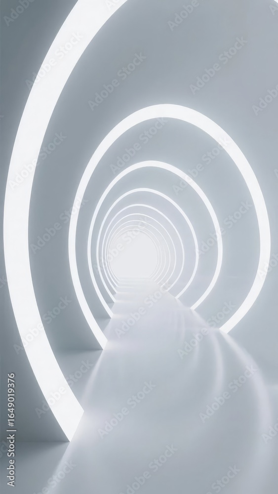 Fototapeta premium Infinite Tunnel with Glowing Circular Rings