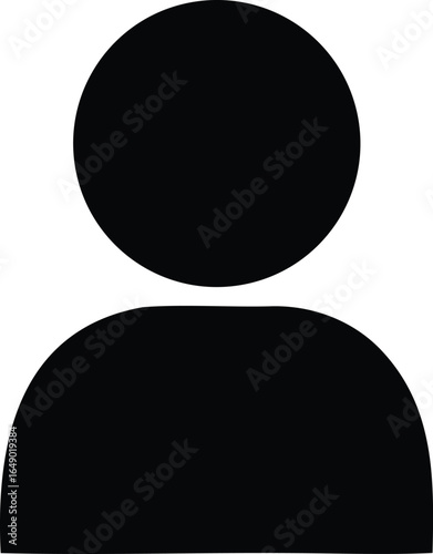 Simple black silhouette of a human figure icon representing a generic user or profile placeholder