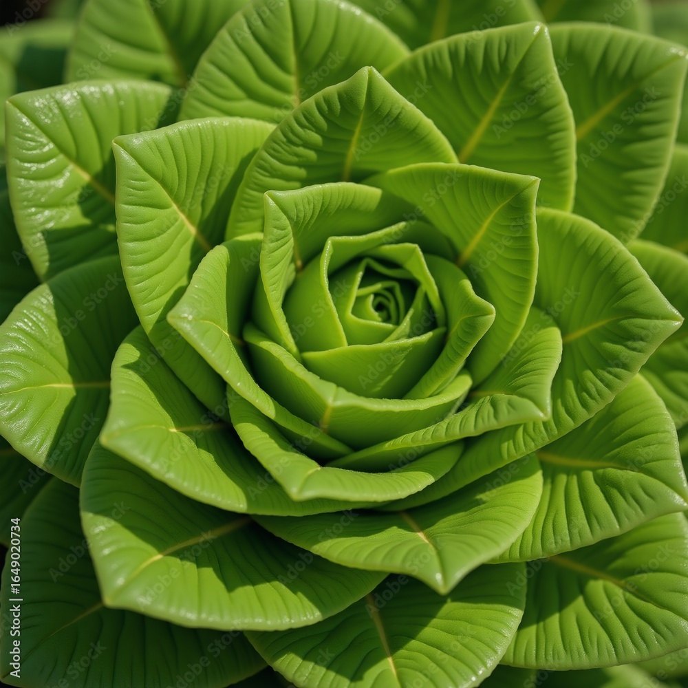 Fototapeta premium Cool Close-up image of gem lettuce with intricate details