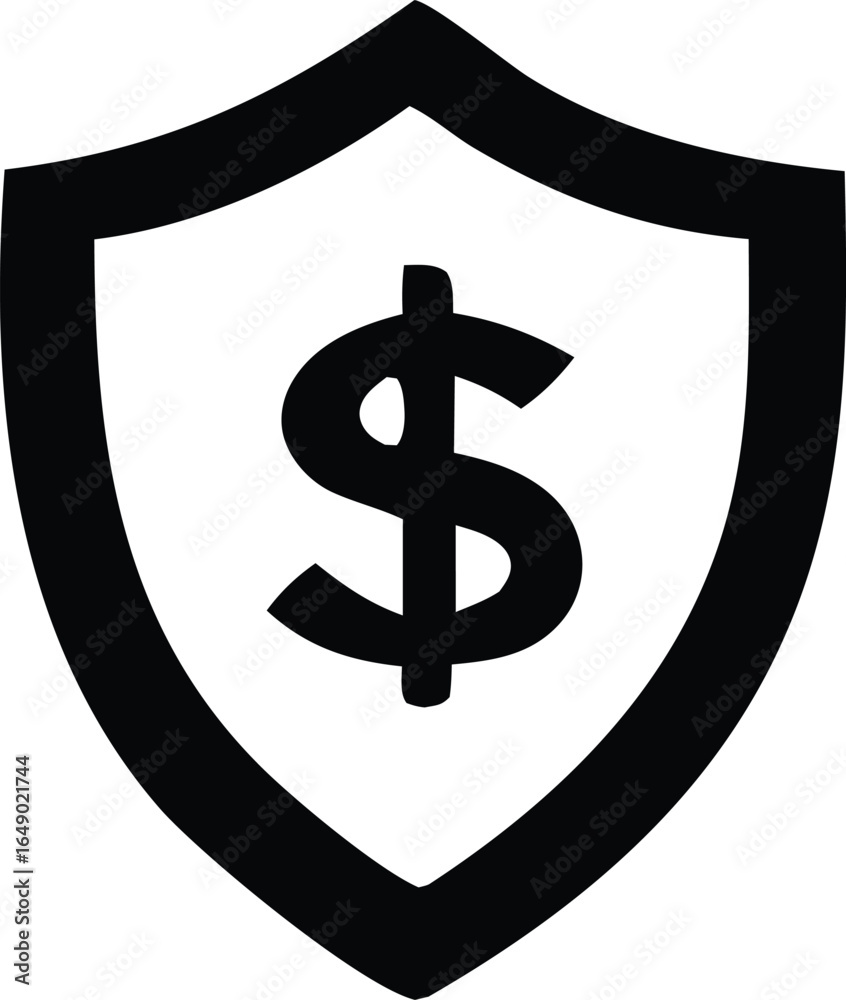 Fototapeta premium Iconographic representation of a shield with a dollar sign inside symbolizing financial security and protection of monetary assets
