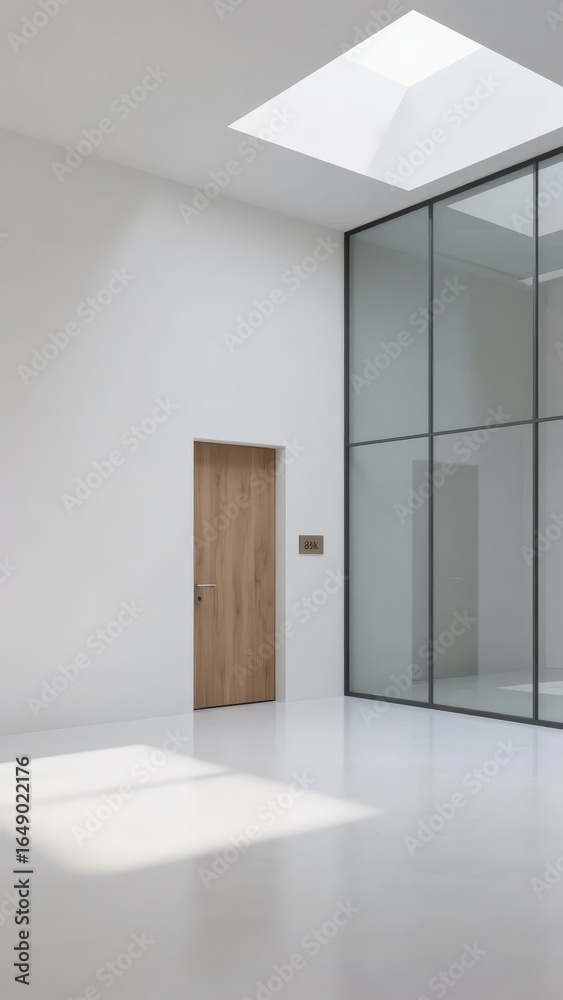 Fototapeta premium Modern Interior with Glass Partition and Skylight