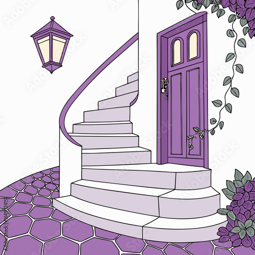 Purple Staircase to Fairytale Doorway


