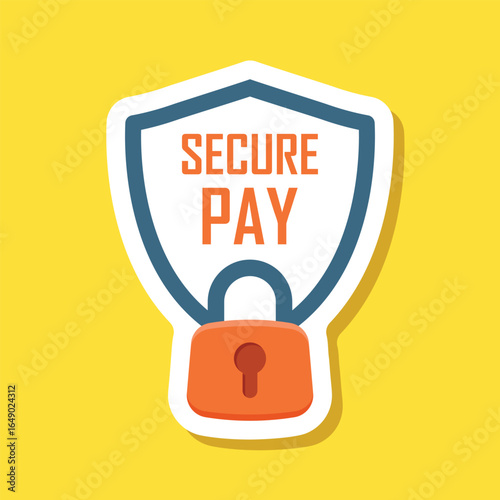 100% secure pay sticker icon in flat style. Privacy guarantee vector illustration on isolated background. Safety risk sign business concept.