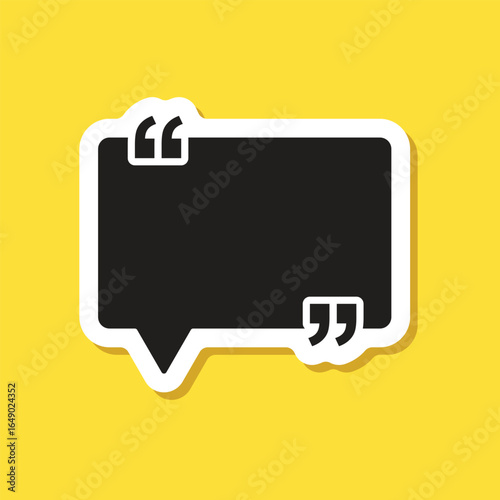 Quote frame sticker icon in flat style. Speech bubble vector illustration on isolated background. Comment sign business concept.