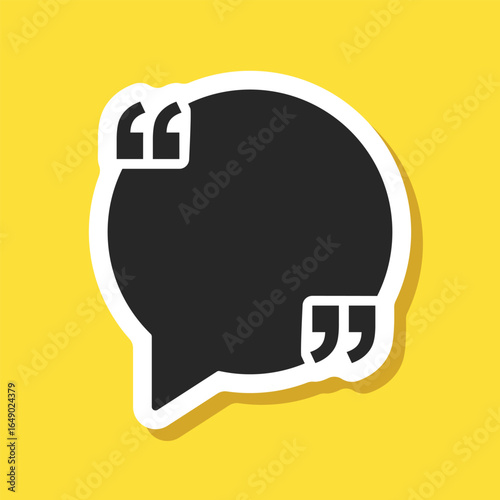 Quote frame sticker icon in flat style. Speech bubble vector illustration on isolated background. Comment sign business concept.