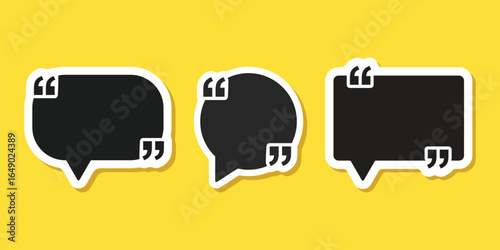 Quote frame sticker icon set collection in flat style. Speech bubble vector illustration on isolated background. Comment sign business concept.