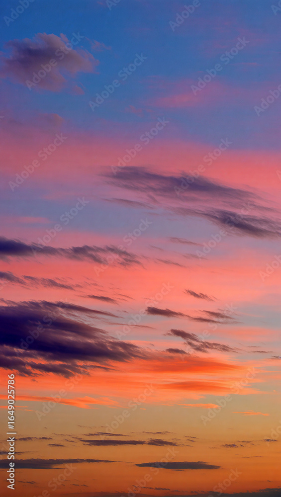 Fototapeta premium Vibrant sunset colors blend across the evening sky in serene beauty