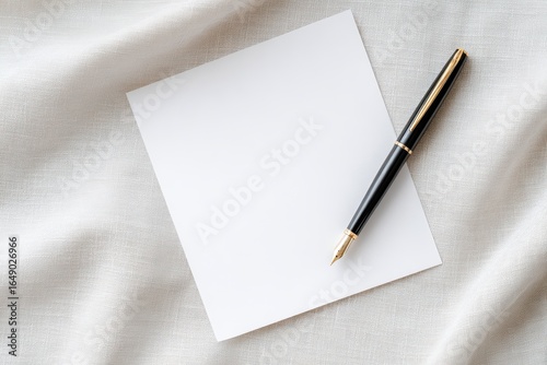 Wallpaper Mural Blank sheet of paper with elegant fountain pen resting on soft fabric, creating a serene workspace atmosphere for writing and creativity Torontodigital.ca