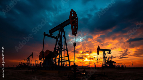 oil pump at sunset
