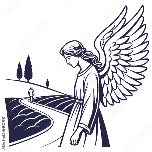 Single Angel Blessing Travelers on the Road