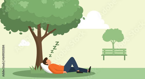 Peaceful Afternoon Nap Under Shady Tree In Park On A Summer Day