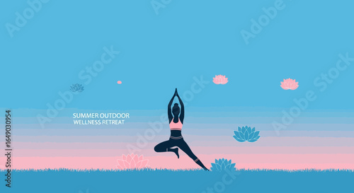 Peaceful Yoga Practice Outdoors Under a Serene Sky for Wellness
