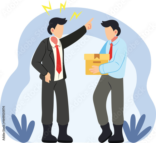 Boss firing employee holding box illustration