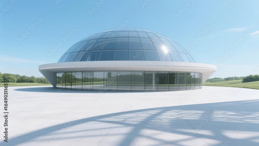 Obraz premium Modern Building with Dome Structure and Glass Facade