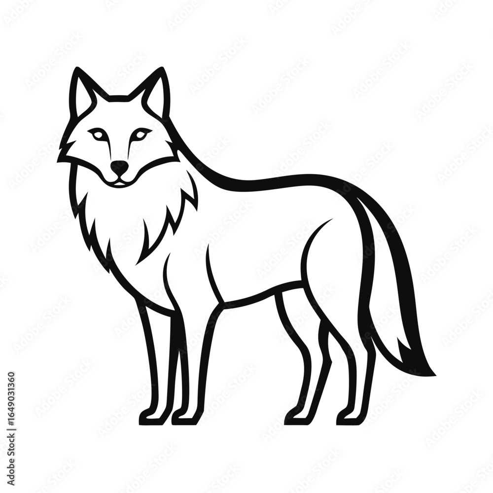 Fototapeta premium European wolf vector line art on white background
