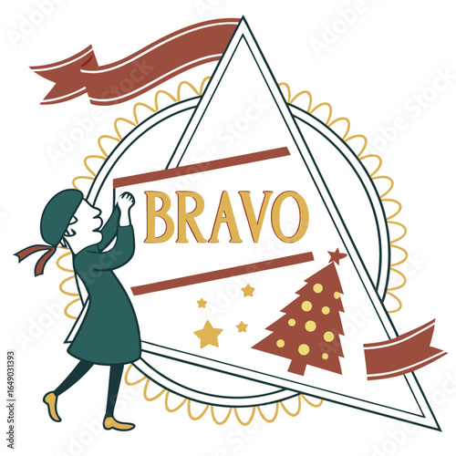 Isolated Christmas Bravo Badge for an Excellent Performance