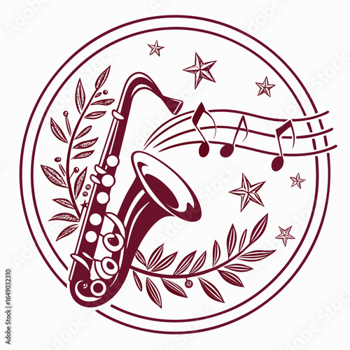 Isolated Christmas Sonata Badge with a Musical Form