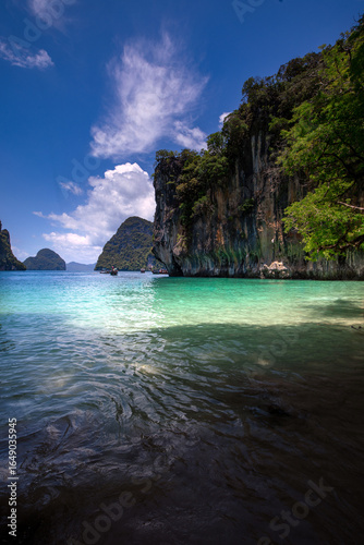 Vertical view of a paradise beach on Lao Lading Island, within Than Bok Khorani National Park in Krabi, Thailand.