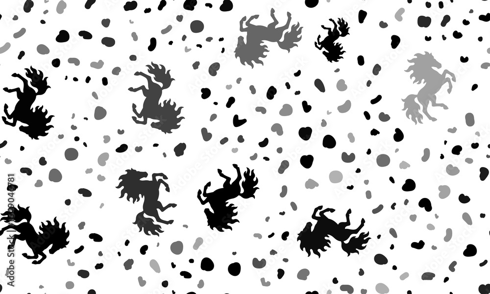 Naklejka premium Abstract seamless pattern with fiery horse symbols. Creative leopard backdrop. Illustration on transparent background