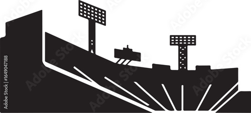 Stadium lights illuminate sports venue silhouette