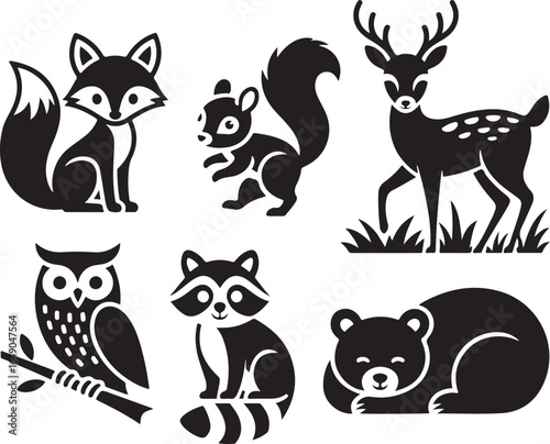 Charming forest animals silhouette collection for kids