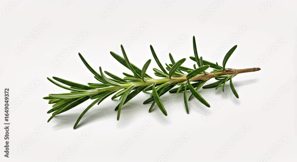 Obraz premium Aromatic Rosemary Sprig Isolated on a Clean White Backdrop