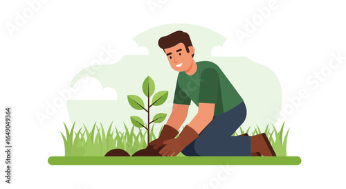 Person Planting Seedling to Promote Environmental Sustainability Initiatives