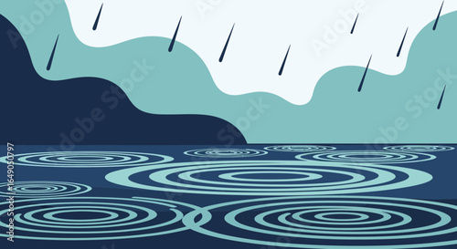 Rainy Day Reflections: Abstract Landscape With Ripples And Dark Clouds