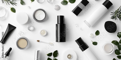 Collistar surrounded by monochrome elements and high-end skincare props Stock photo