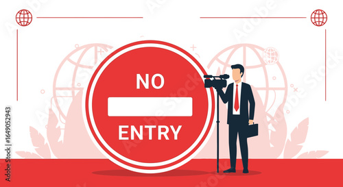 Press Freedom Restricted Cameraman Captures Story In A Closed Area Symbol