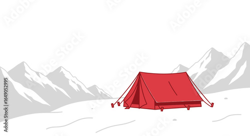 Red Tent In Mountainous Landscape Adventure Travel And Outdoor Recreation