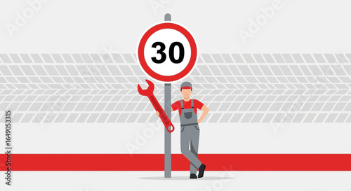 Professional Mechanic Limits Speed Near Roadside On Road Accident Recovery