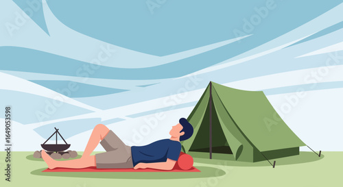 Relaxing At Campground Enjoying Nature And Peaceful Outdoor Leisure Time