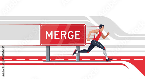 Racing Ahead The Merge Illustrative Concept Of Speed And Progress Motivation