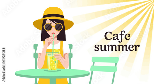 Relaxing Summer Day At The Cafe Drinking Lemonade In The Sun
