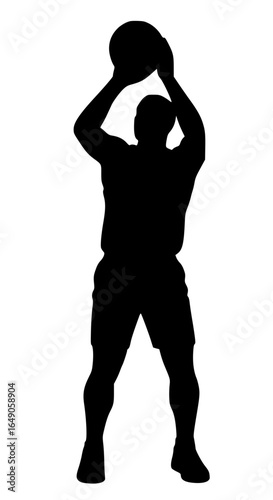 Basketball player shooting silhouette in action pose, vector SVG illustration
