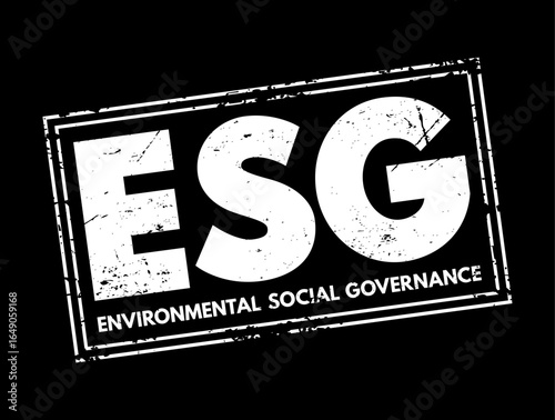 ESG Environmental Social Governance acronym - evaluation of a firm’s collective consciousness for social and environmental factors, text concept stamp