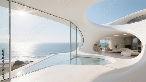 Modern Curved House with Ocean View