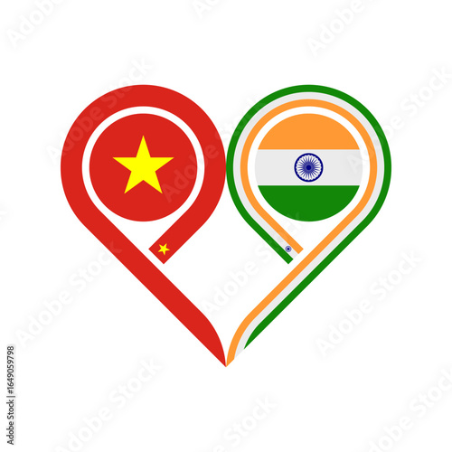 friendship concept. heart symbol icon of vietnam and india flags. vector illustration isolated on white background Free Download friendship concept. heart symbol icon of vietnam and india flags. vector illustration isolated on white background - GFXLoad