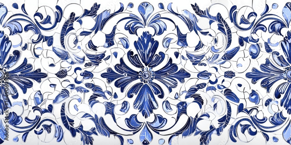 Filigree-style blue patterns on white mosaic background in Victorian style Stock photo Filigree-style blue patterns on white mosaic background in Victorian style Stock photo